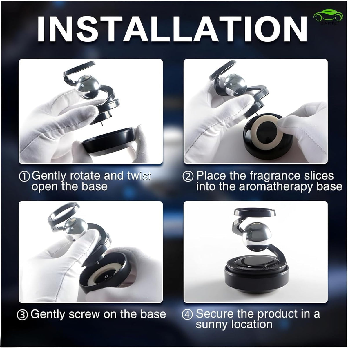 Plastic Solar Powered Levitating Ball Illusion Car Interior Dashboard Air Freshener