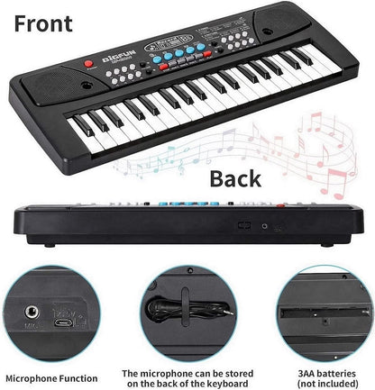 37 Key Piano Keyboard Toy with DC Power Option, Recording and Mic for Kids