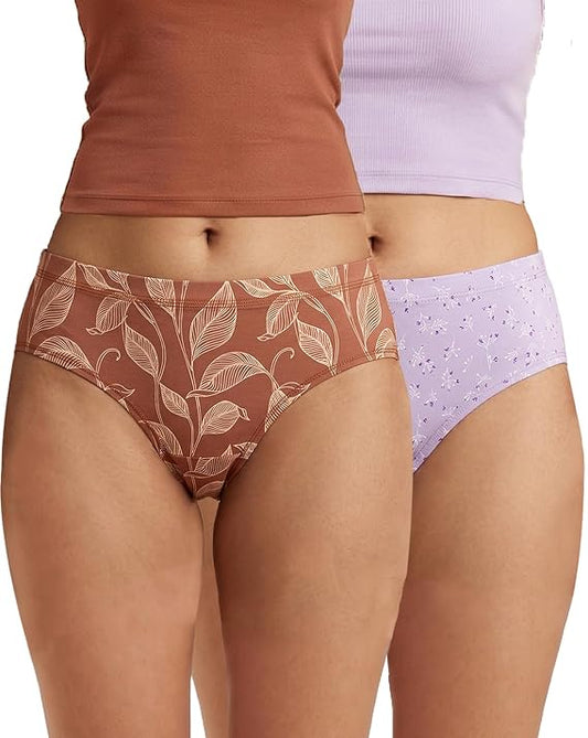 Pack of 2 High Waist Floral Print Hipster Panties