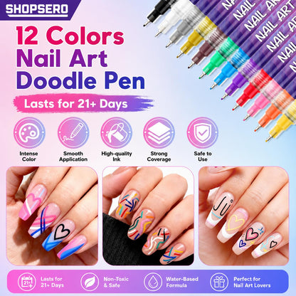 Nail Art Marker Pens | 12 Color Set