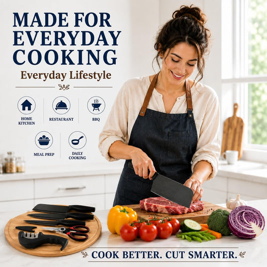 five stainless steel kitchen utility knives