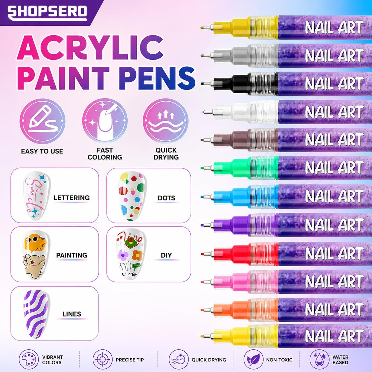 Nail Art Marker Pens | 12 Color Set