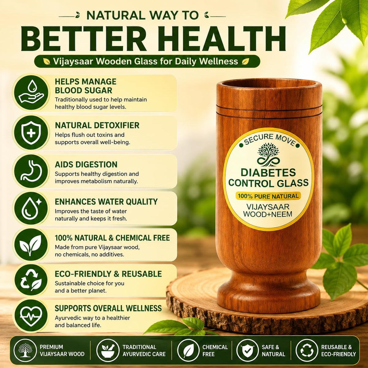 Herbal Wooden Tumbler (Pack of 2)