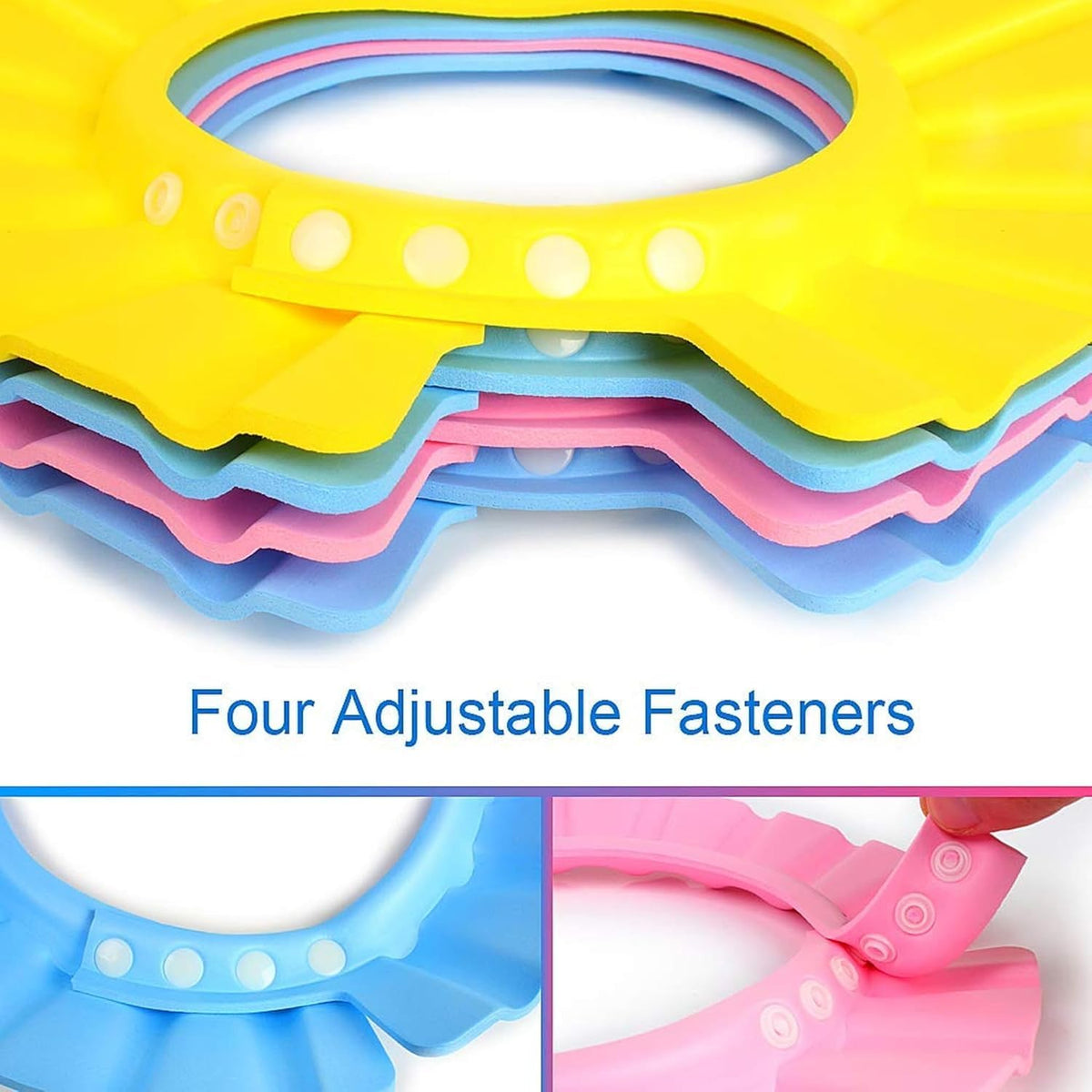 Silicone Baby Bath Shower Cap with Adjustable Snap Buttons (Pack of 2)