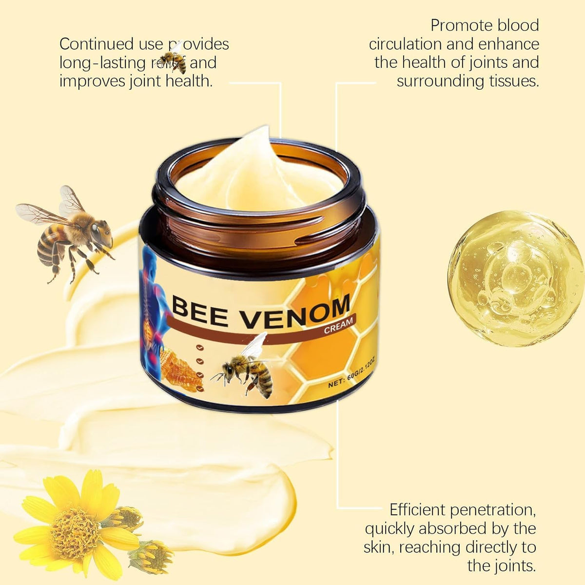 Bee Venom Pain Relief Cream pack of 2
