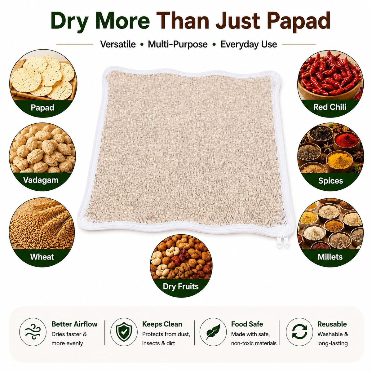 Foldable Mesh Food Drying Mat for Sun Drying