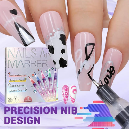 Nail Art Marker Pens | 12 Color Set