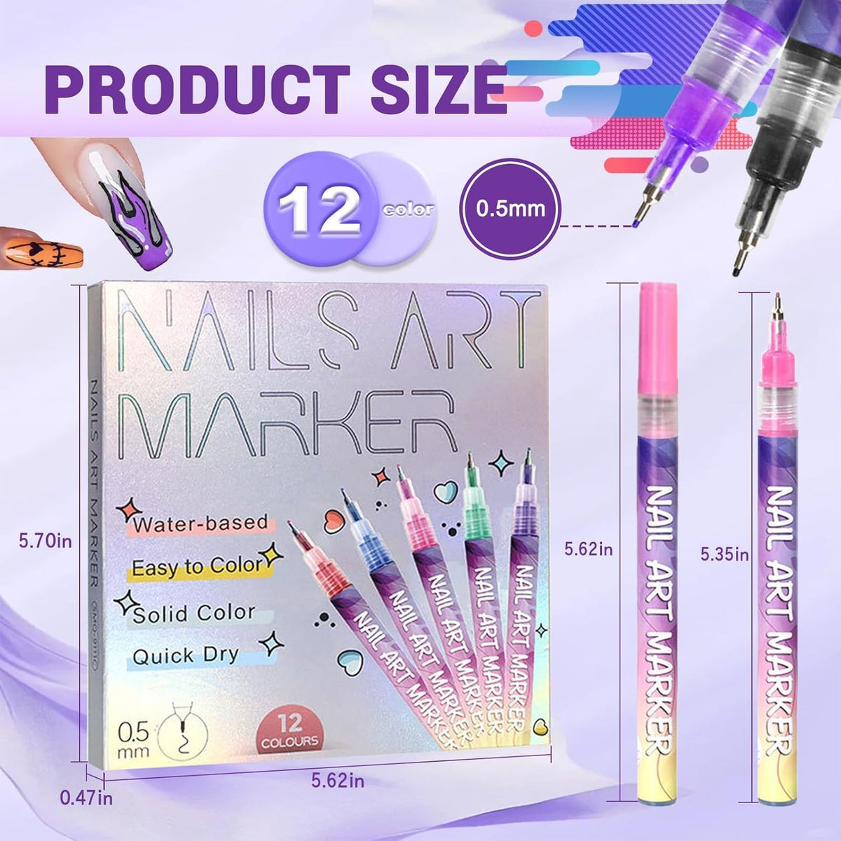 Nail Art Marker Pens | 12 Color Set