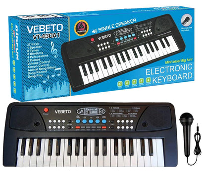 37 Key Piano Keyboard Toy with DC Power Option, Recording and Mic for Kids