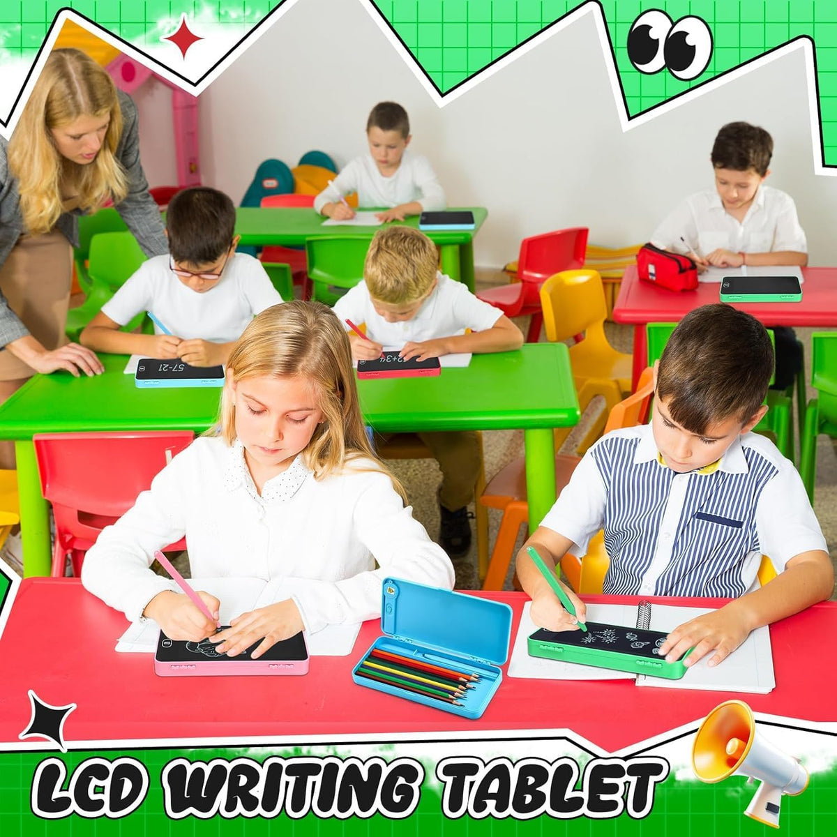 2 in 1 LCD Writing Pad Pencil Box