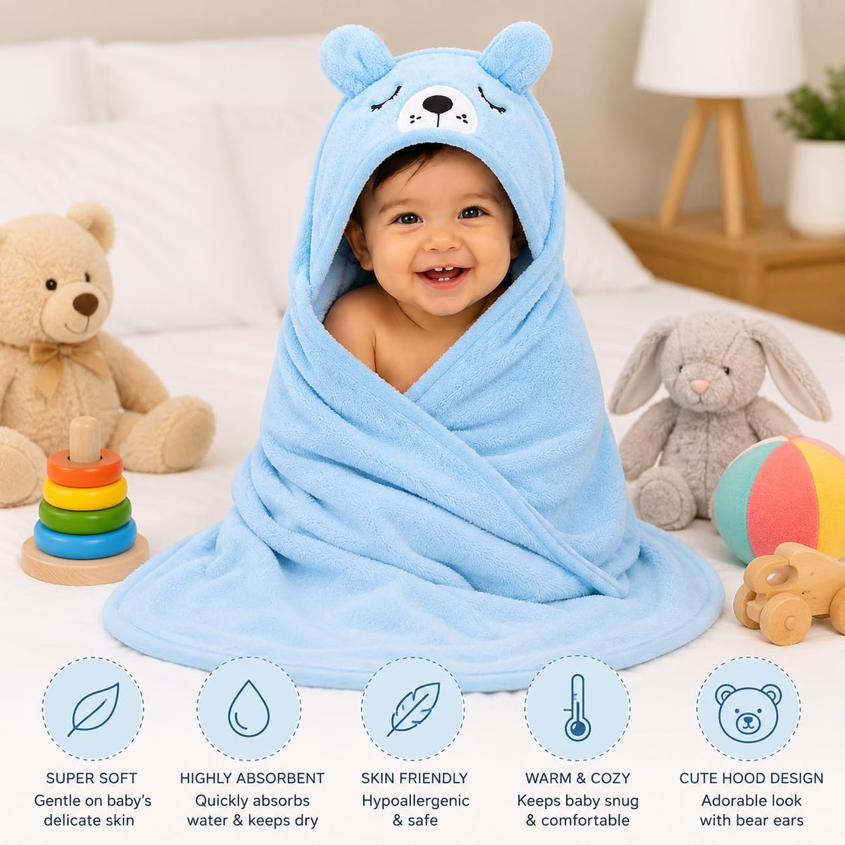 Bath Towel Bed Bedding for Baby Boys and Baby Girls