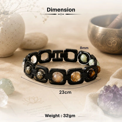 Midnight Black Metal Dhanlabh Bracelet - For Wealth & Success