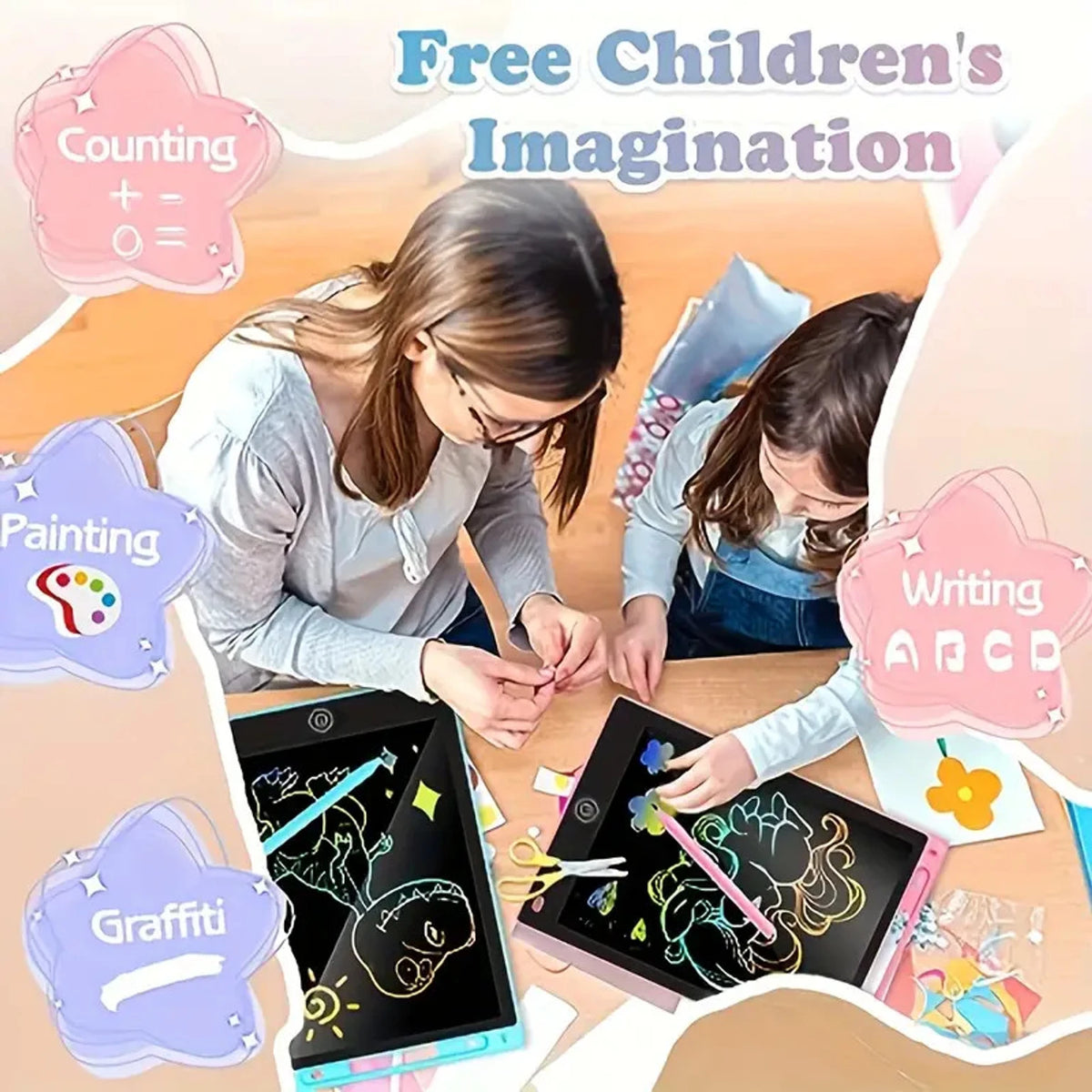 8.5 Inch Lcd Writing Pad with 4 Sank Magic Book For Kids