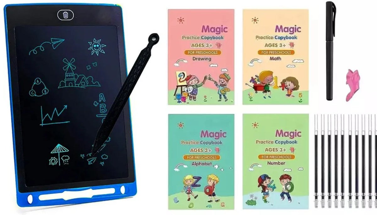 8.5 Inch Lcd Writing Pad with 4 Sank Magic Book For Kids