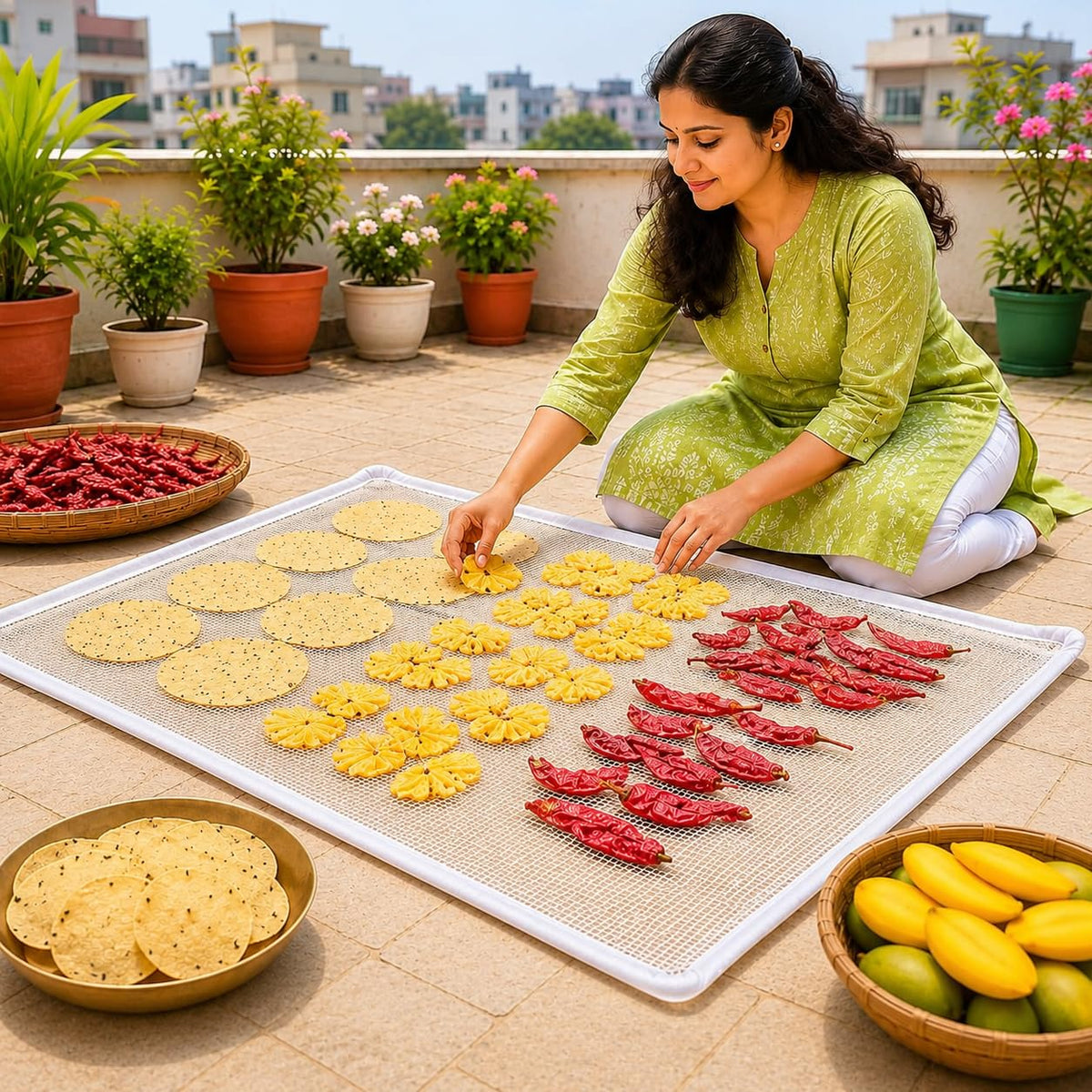 Foldable Mesh Food Drying Mat for Sun Drying