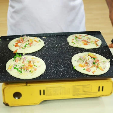 Jumbo Non Stick Dosa Tawa + Free Dosa Batter Spoon + Wooden & Nylon Spatula + Vegetable Masher (1PT1BS2)