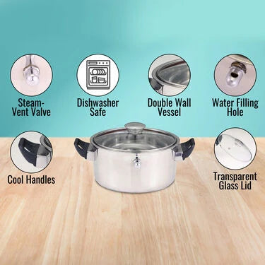 Multi Utility No Burn Cooking Pot + Free Stainless Steel Serving Spoon (1GLMB2)