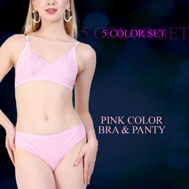 Pack of 5 Full Coverage Designer Lace Bra Panty Sets (5BP-2)