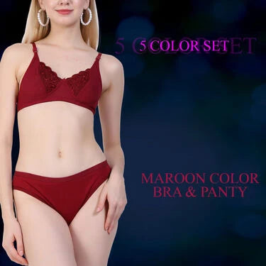 Pack of 5 Full Coverage Designer Lace Bra Panty Sets (5BP-2)
