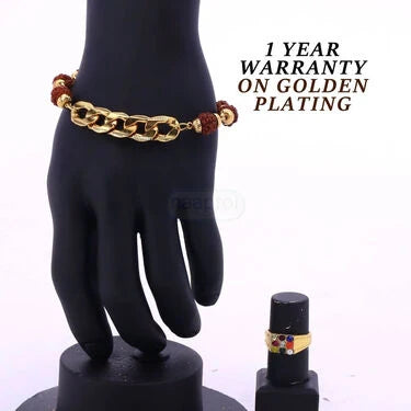 Golden Rudraksha Bracelet With Free Golden Navratna Ring (RB3)