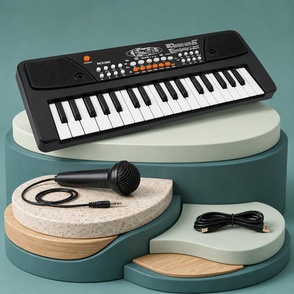37 Key Piano Keyboard Toy with DC Power Option, Recording and Mic for Kids