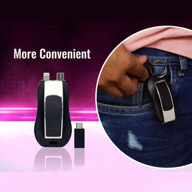 Emergency Keychain Power Bank with Free Bluetooth Earphone & Digital Watch