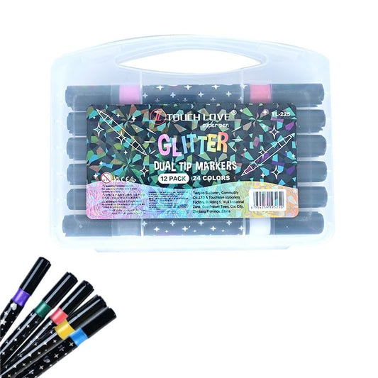 Double Tip Glitter Marker Set | 2-in-1 colors