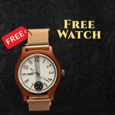 2 Golden Chain + Bracelet + Ring + Free Watch