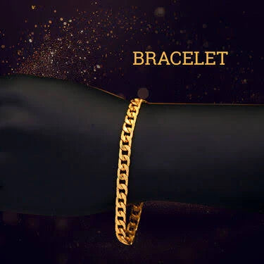 2 Golden Chain + Bracelet + Ring + Free Watch