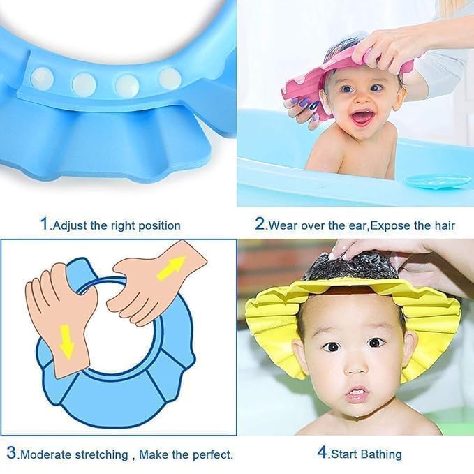 Silicone Baby Bath Shower Cap with Adjustable Snap Buttons (Pack of 2)