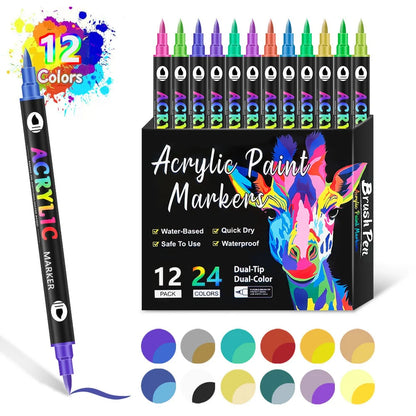 Dual-Tip Acrylic Paint Marker Set